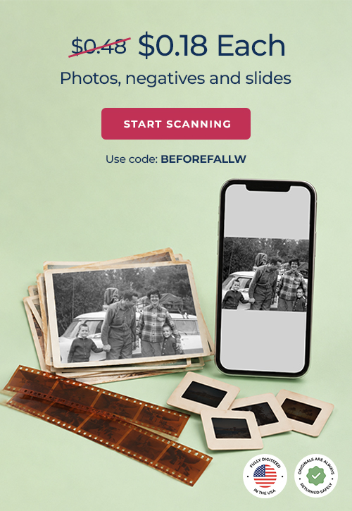ScanCafe promo banner showing latest discounts on photo and video digitization